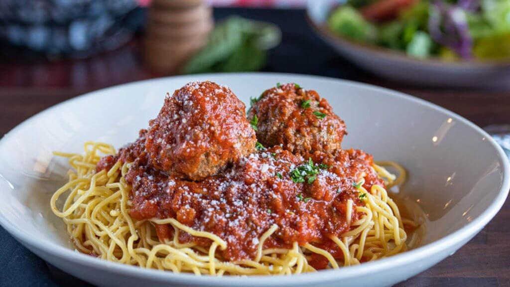 spagehtti and meatballs at russo's