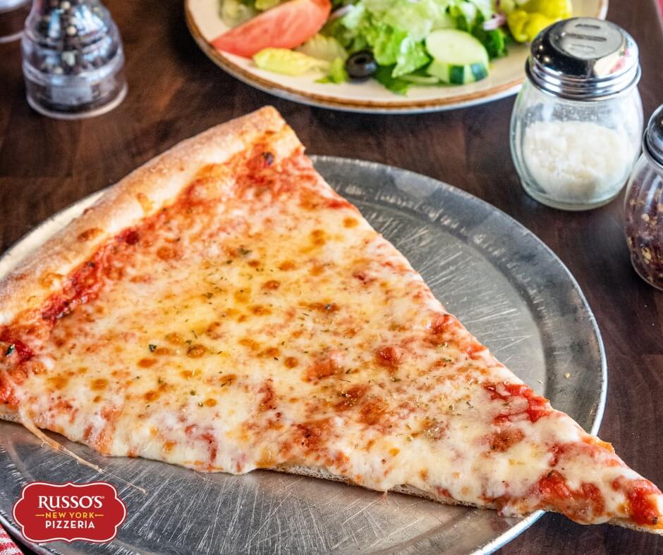 slice of cheese pizza at Russo's New York Pizzeria